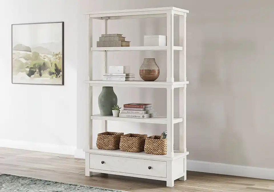 Robbinsdale White Bookcase - Office & Entertainment