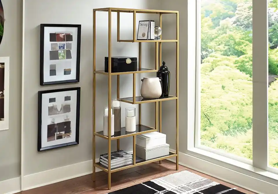 Frankwell Black/Brown Bookcase - Office & Entertainment