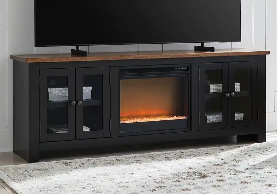 Wildenauer Two-tone TV Stand w/ Fireplace
