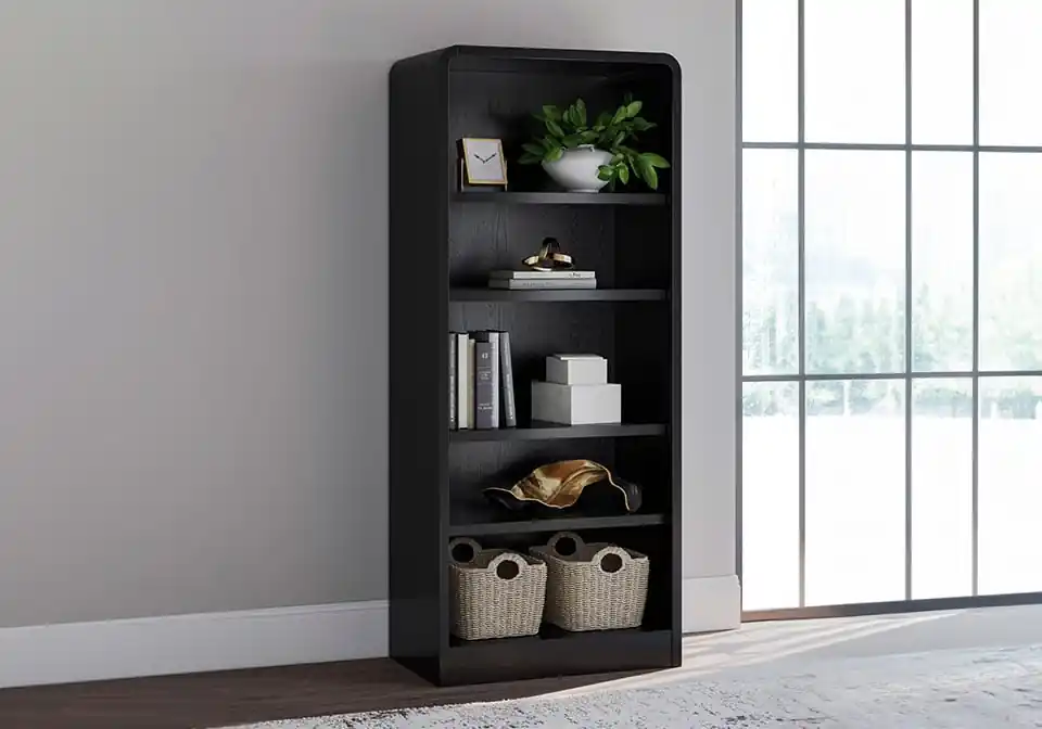 Rowanbeck Black Bookshelf - Office & Entertainment