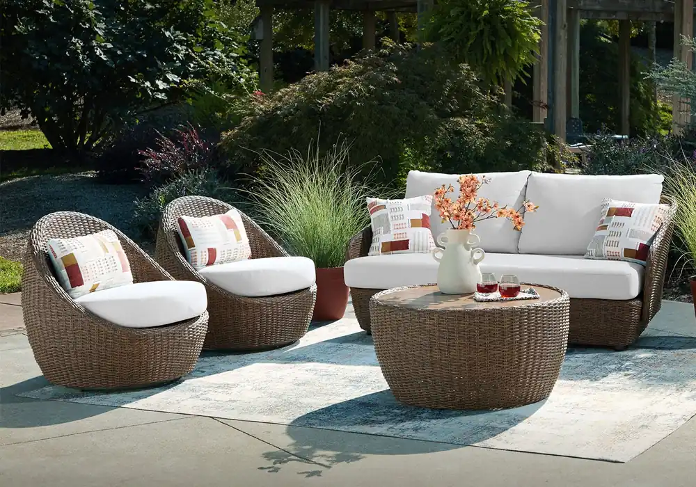 Double Point Beige 3pc. Outdoor Seating Set
