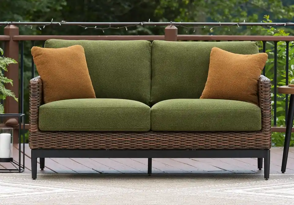 Horizon Hall Green Love Seat - Outdoor