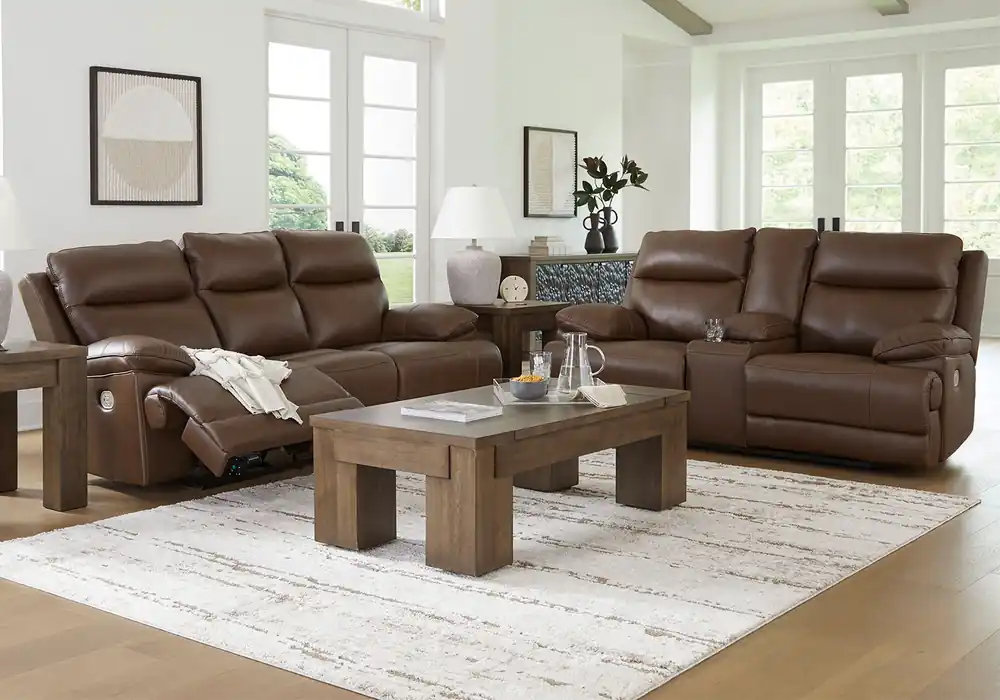 VonRyan Tobacco Power Reclining Sofa Set - Living Room