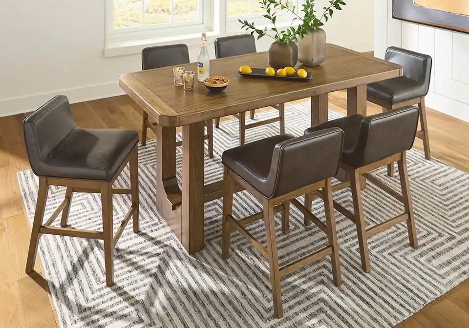 Cabalynn Light Brown 7pc. Counter Height Dining Set - Dining Room