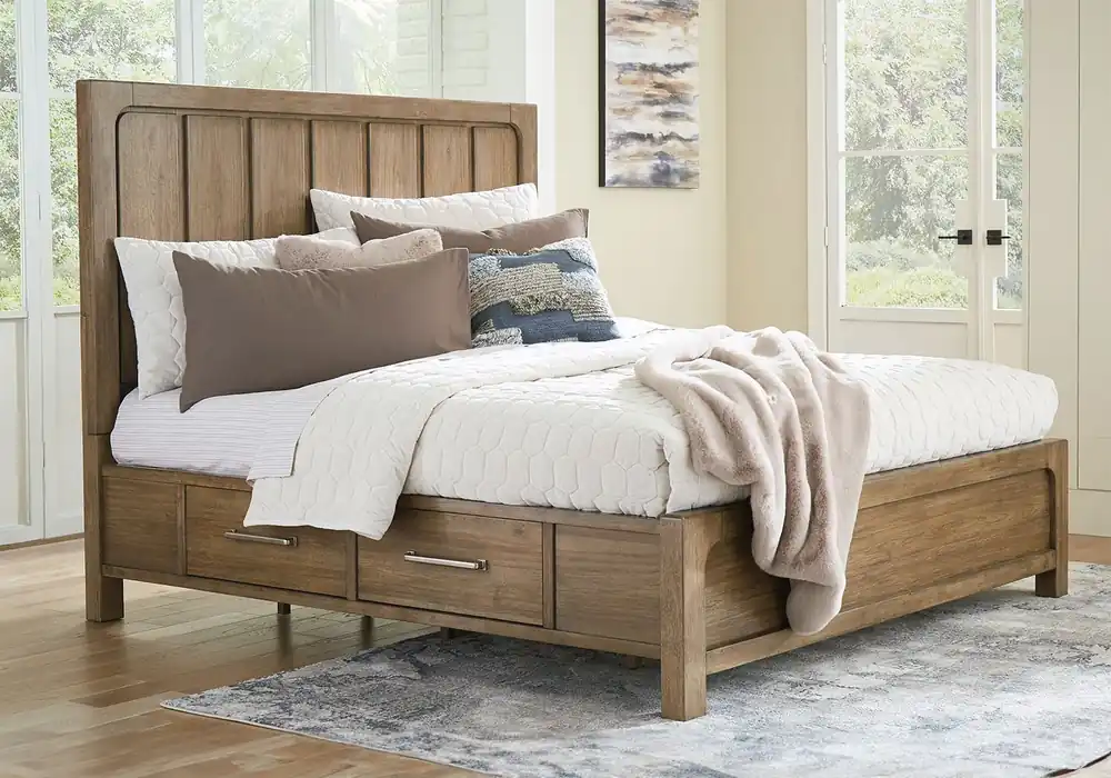 Cabalynn Light Brown King Panel Storage Bed - Bedroom