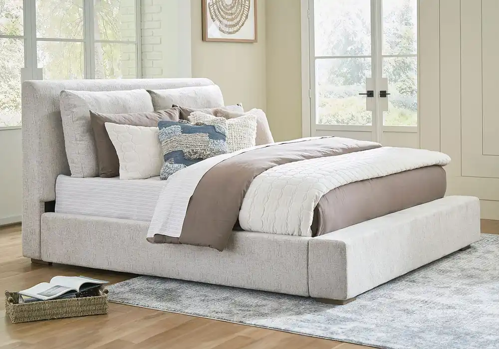 Cabalynn Light Brown King Upholstered Bed - Bedroom