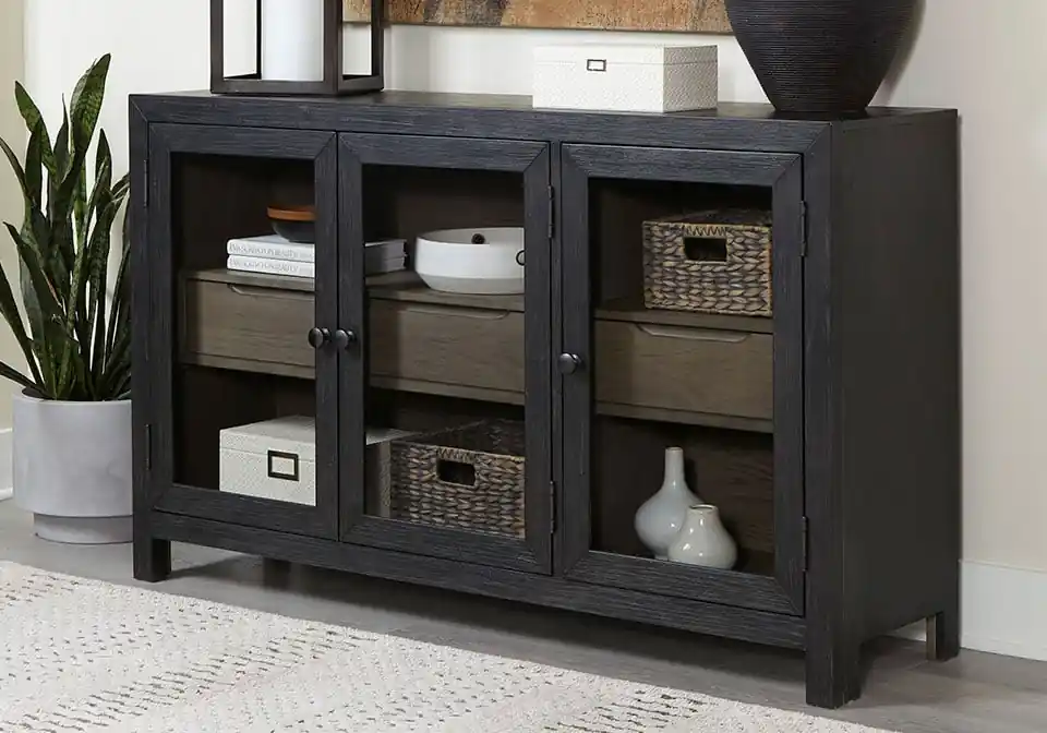 Lenston Black Accent Cabinet - Home Decor