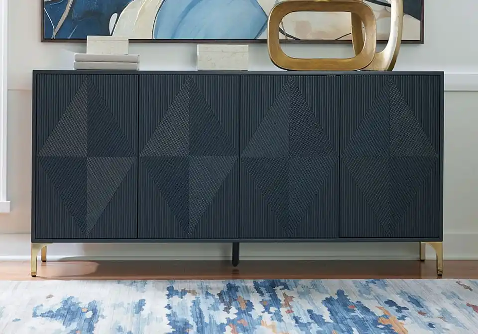 Loirwick Dark Blue Accent Cabinet - Home Decor