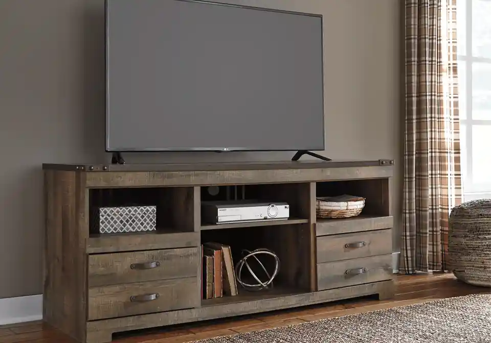 Trinell Brown Large TV Stand - Office & Entertainment