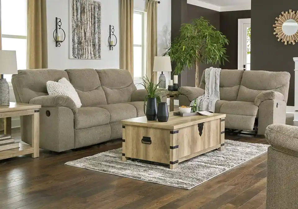 Alphons Briar Reclining Sofa Set - Living Room