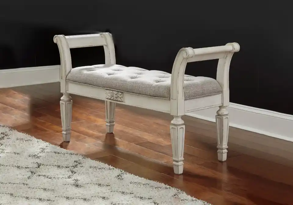 Realyn White Accent Bench - Home Decor