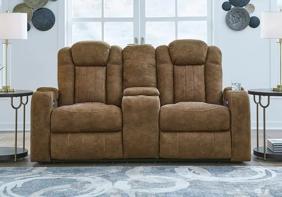 Wolfridge Brindle Power Reclining Love Seat - Living Room
