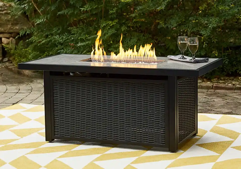 Beachcroft Black Outdoor Fire Pit Table