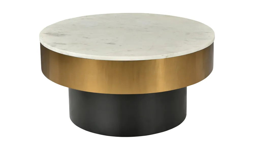 Dado Coffee Table – White Marble & Brass - Moes