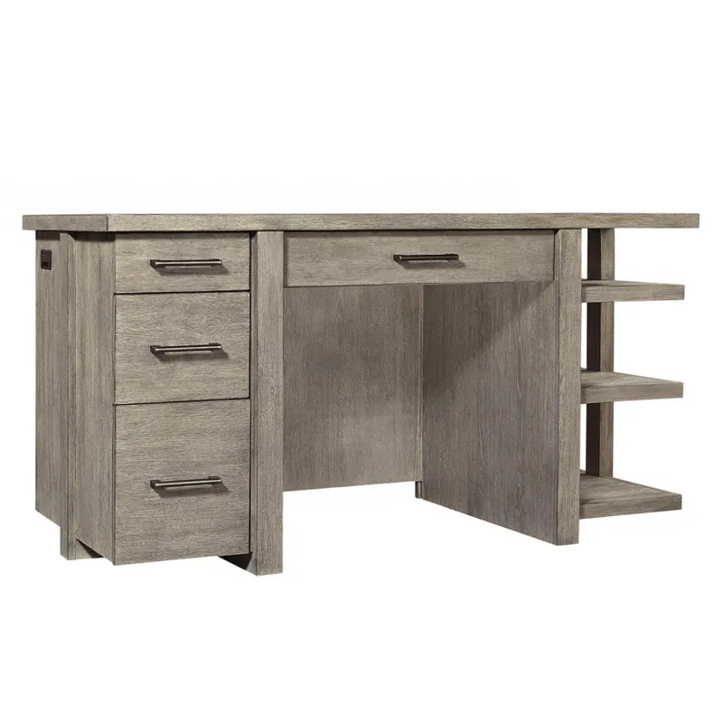Platinum Desk with Open Shelves - Aspen Home