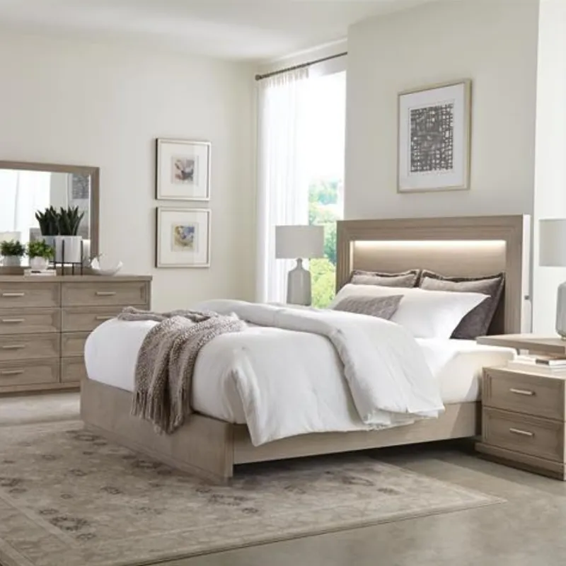 Cascade Illuminated Panel Bed - Riverside