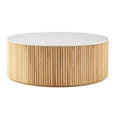Ingrid Ceramic Top 39.5" Round Coffee Table - New Pacific Direct