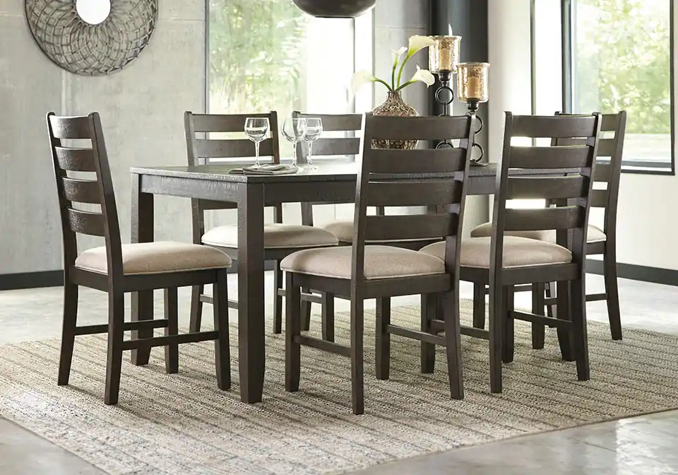 Rokane Brown 7pc. Dining Set - casual dining sets