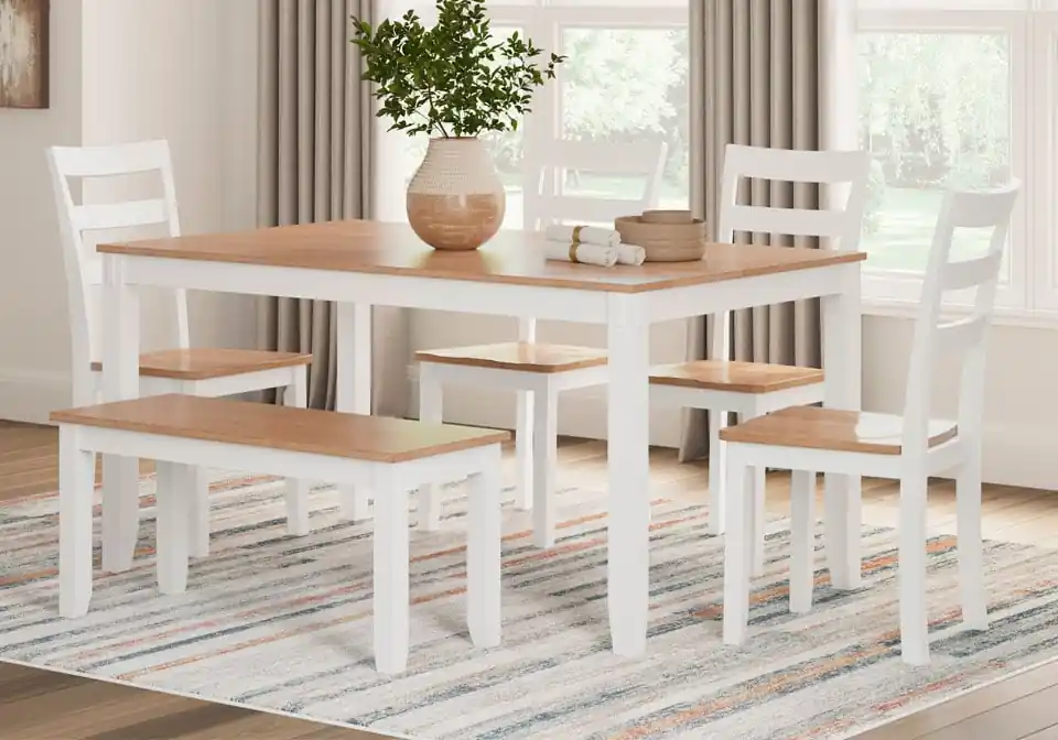Gesthaven Two-Tone White 6pc. Dining Set w/ Bench