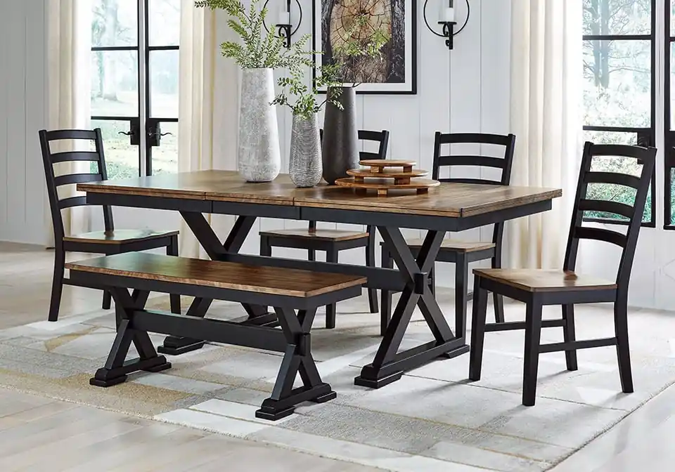 Wildenauer Two-Tone 6pc. Dining Set w/ Bench