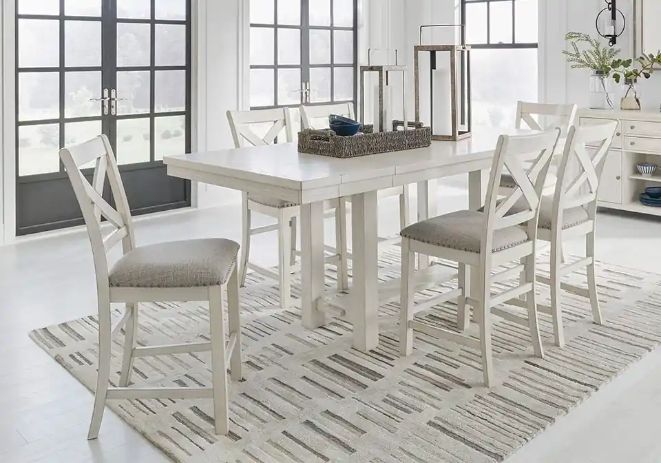 Robbinsdale Antique White 7pc. Counter Height Dining Set - counter height dining sets