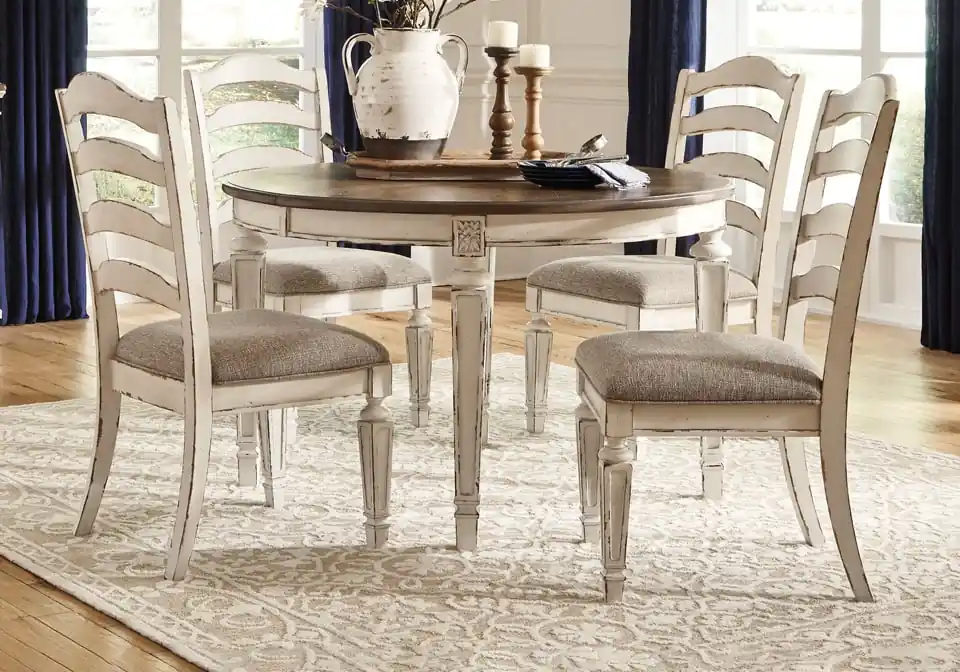 Realyn Chipped White 5pc. Oval Dining Set - casual dining sets
