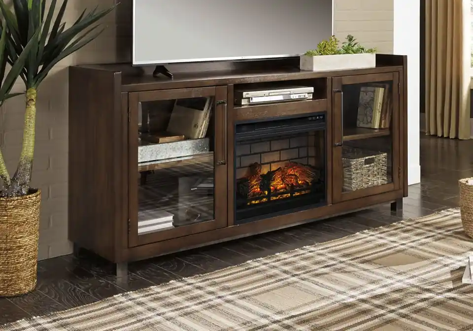 Starmore Brown XL TV Stand w/ Fireplace - home office & entertainment