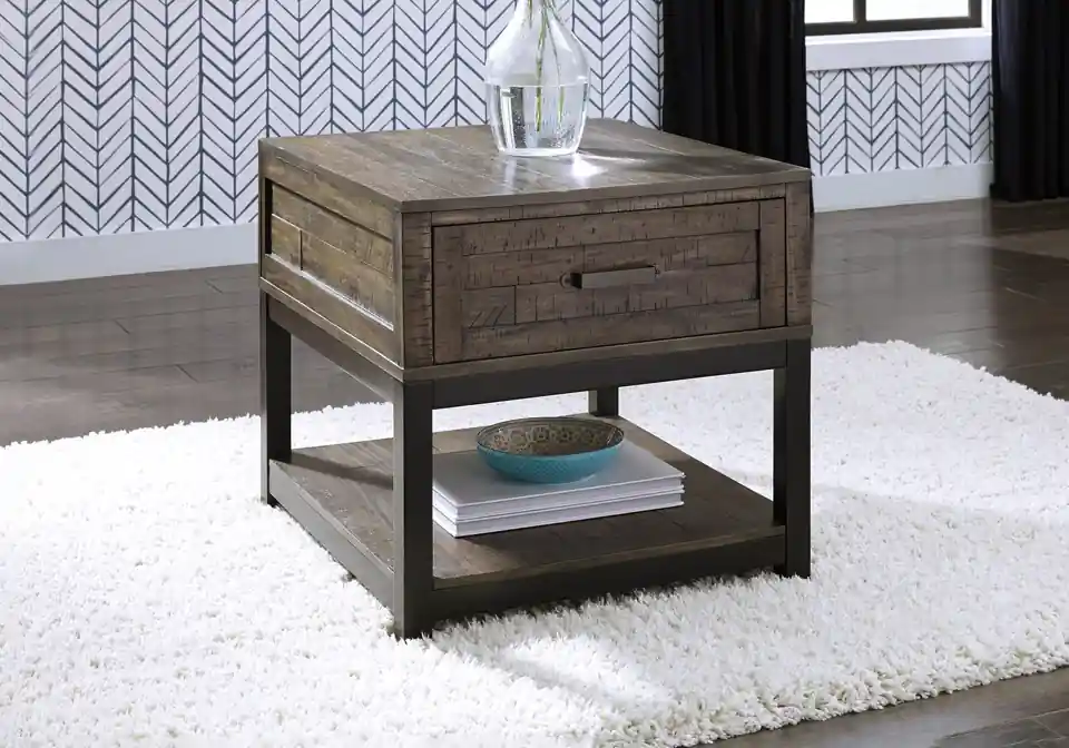 Johurst Grayish Brown End Table - end tables