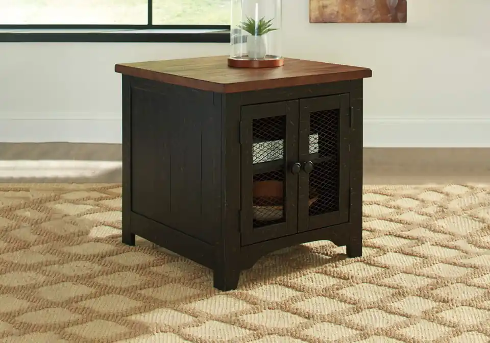 Valebeck Black/Brown End Table - end tables