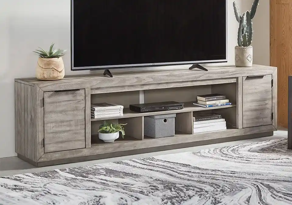 Naydell Gray Extra Large TV Stand - home office & entertainment