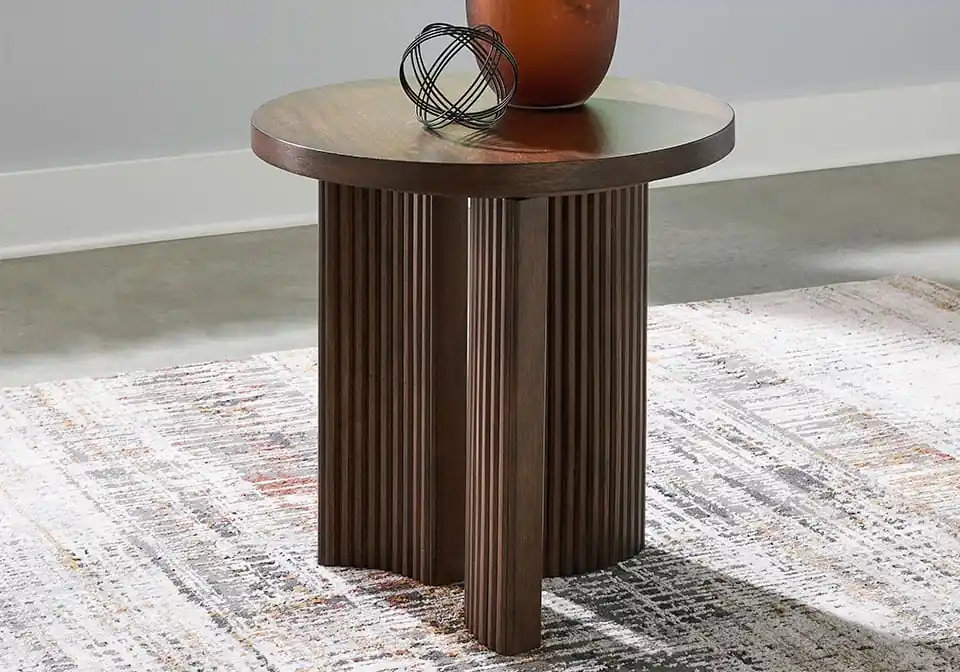 Korestone Dark Brown Round End Table - end tables
