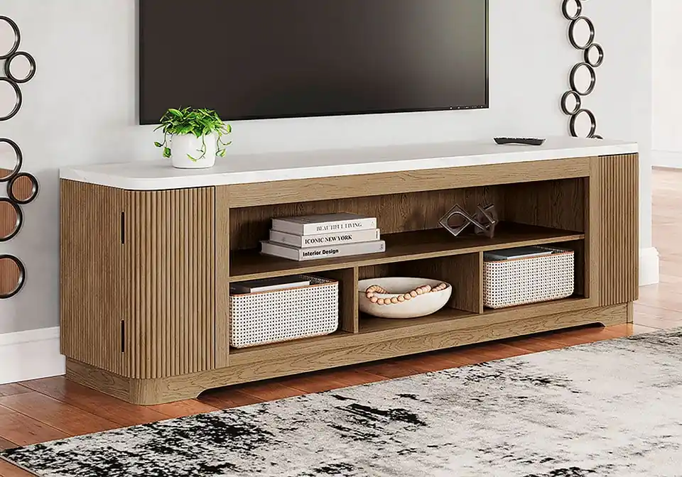 Camdill Light Brown XL TV Stand - home office & entertainment