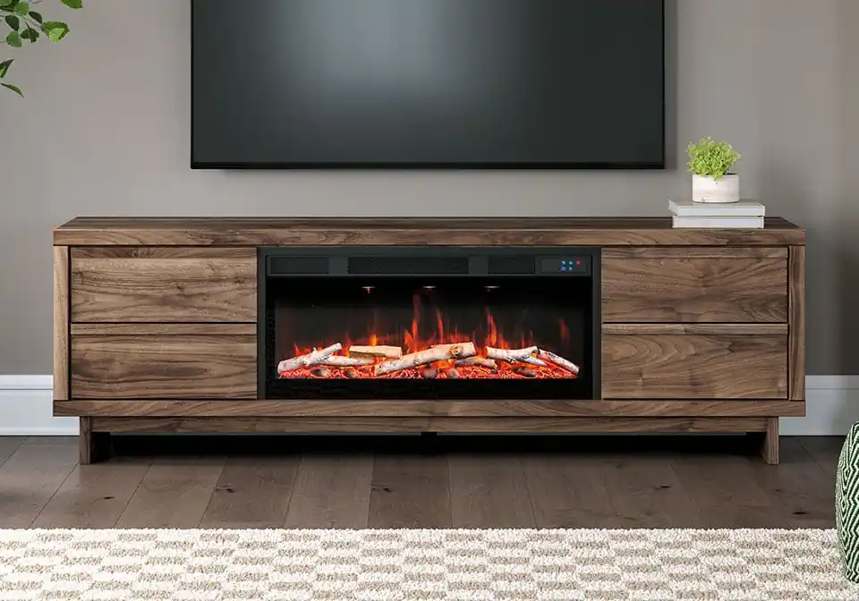 Zadilyn Brown TV Stand w/ Fireplace - home office & entertainment