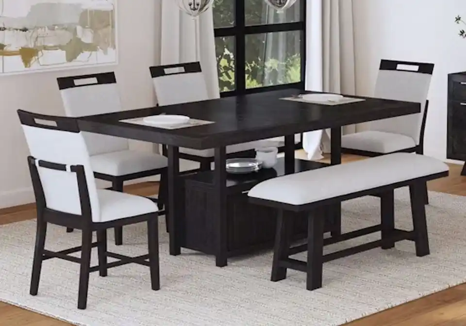 Transcend Charcoal 6pc. Counter Height Dining Set w/ Bench - counter height dining sets