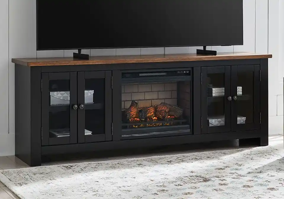 Wildenauer Two-tone TV Stand w/ Fireplace
