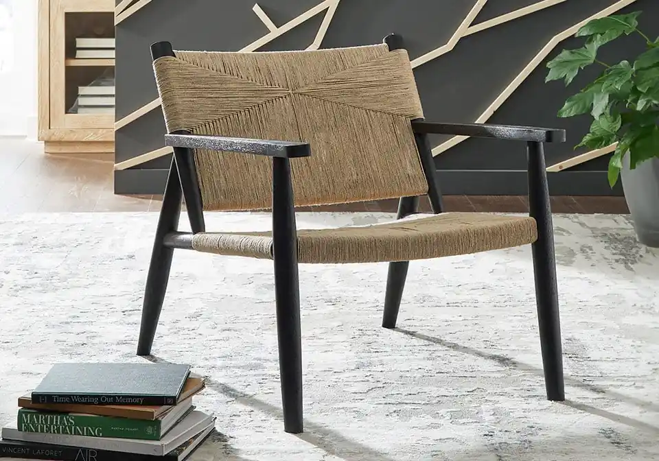 Halfmore Black/Natural Accent Chair - accent chairs