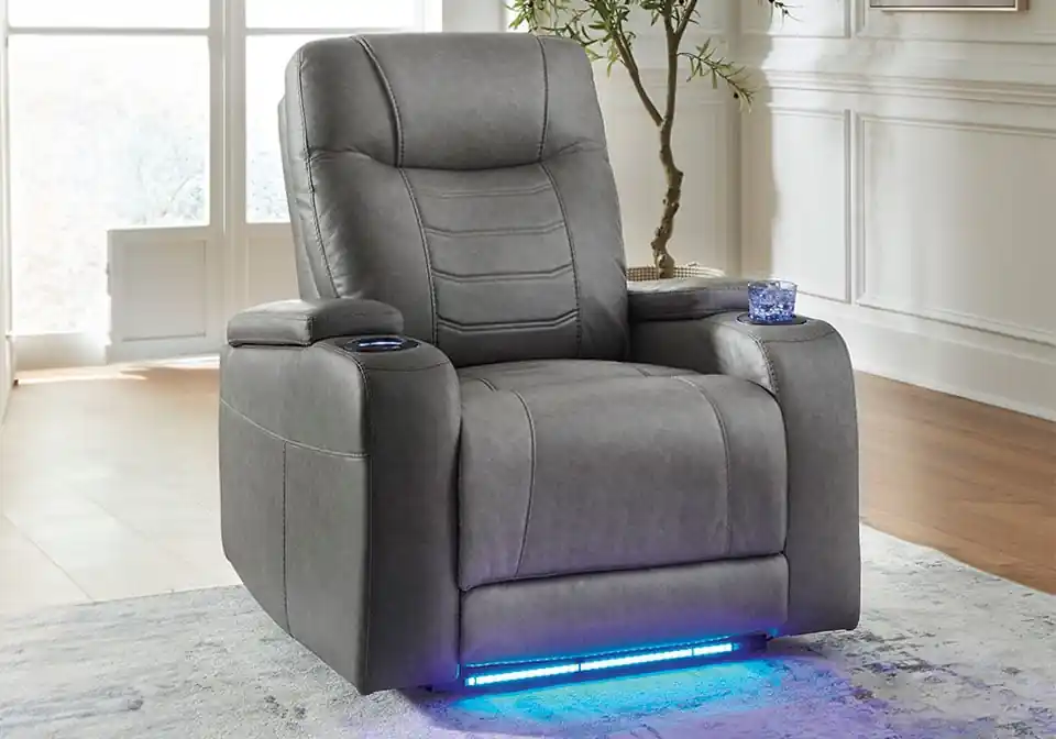 Schooner Rocks Slate PWR Recliner - home office & entertainment