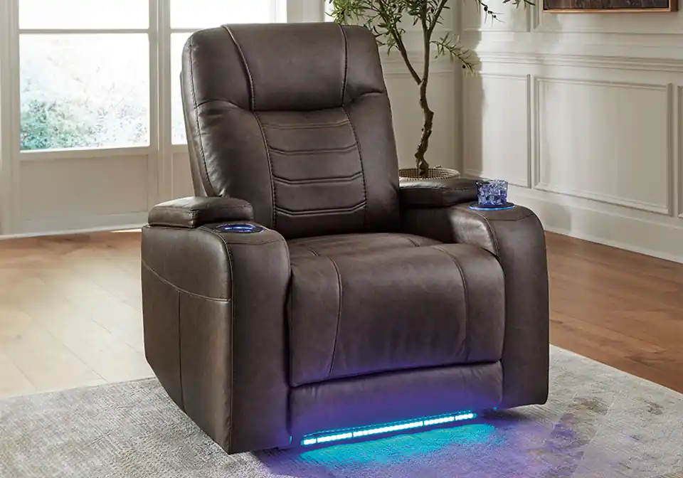 Schooner Rocks Umber PWR Recliner - home office & entertainment