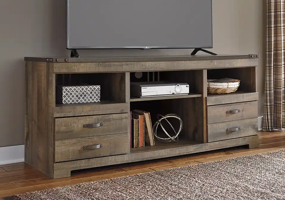 Trinell Brown Large TV Stand - home office & entertainment