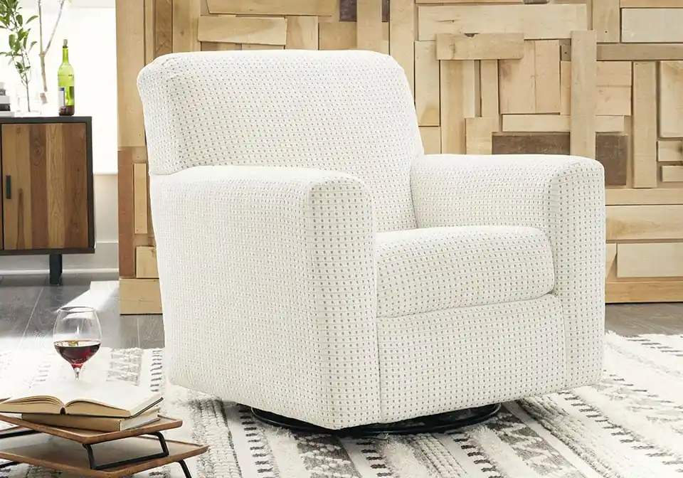 Herstow Ivory Swivel Glider Accent Chair - accent chairs