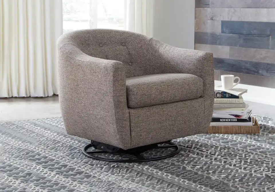 Upshur Taupe Swivel Glider Accent Chair - accent chairs