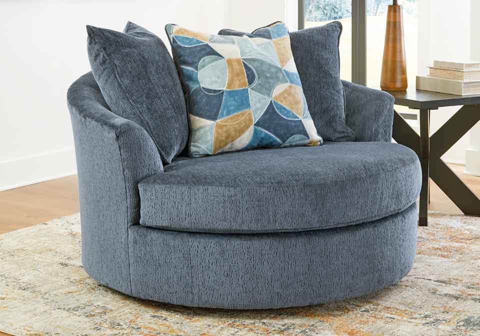 Maxon Place Navy Oversized Swivel Accent Chair - chairs