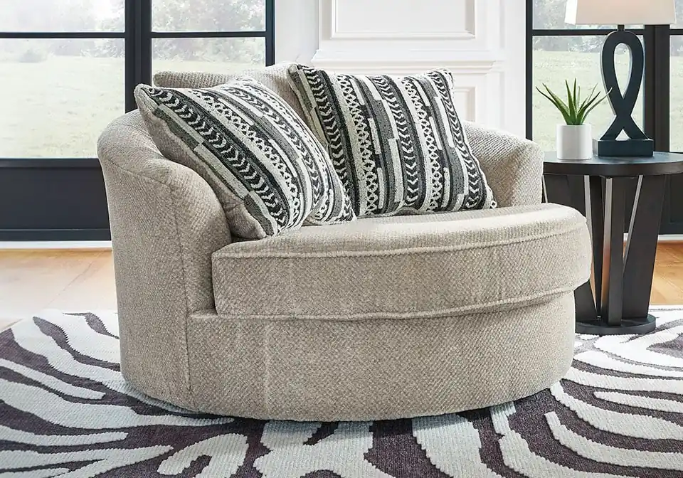 Calnita Sisal Oversized Swivel Accent Chair - chairs
