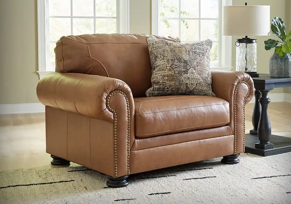 Carianna Caramel Leather Chair & 1/2 - chairs