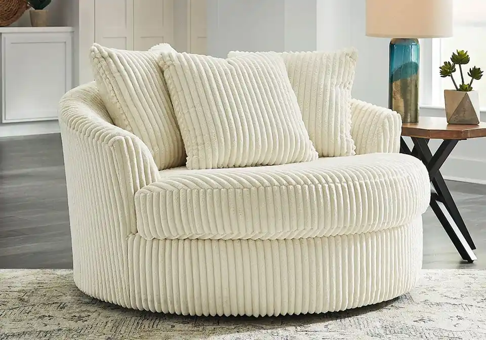 Lindyn Ivory Oversized Swivel Accent Chair - chairs