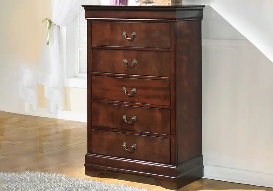 Alisdair Dark Brown Five Drawer Chest - bedroom
