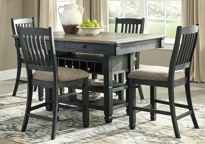 Tyler Creek Two-Tone Black 5pc. Counter Height Dining Set