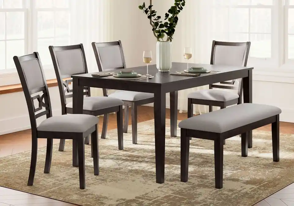 Langwest Brown 6pc. Dining Set w/ Bench - casual dining sets