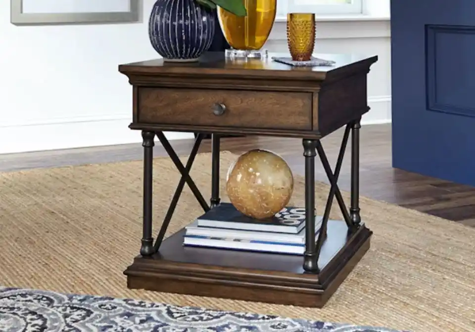 Tribeca Cordovian Brown Drawer End Table - end tables