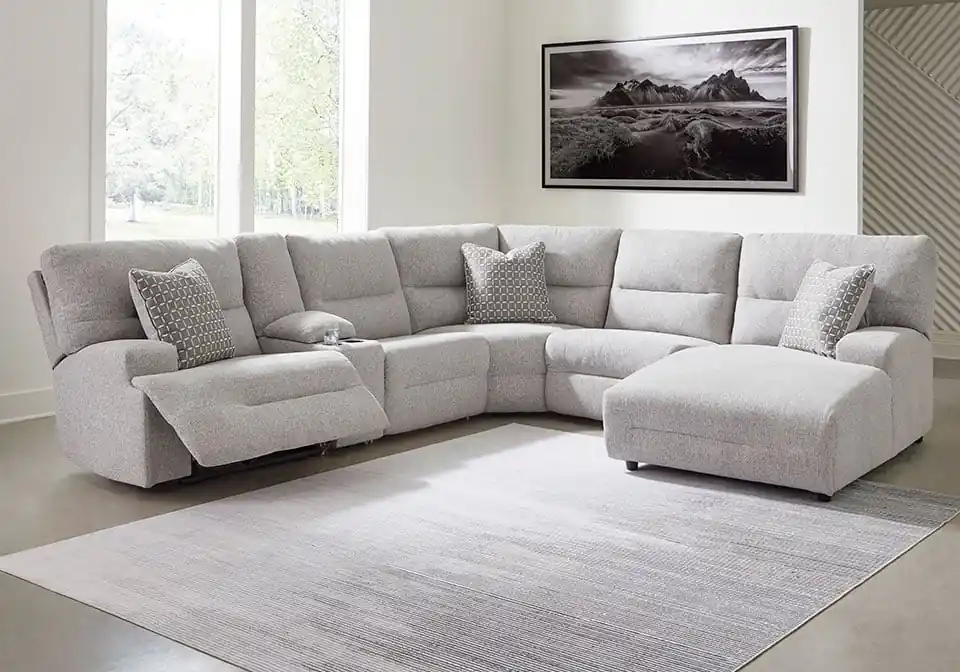 Acklen Place Pewter 6pc. Power Reclining Sectional - living room